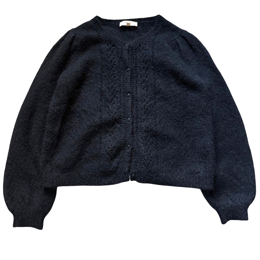 Sezane Edige Cardigan Black Size S Mohair Wool Blend Baloon Sleeves